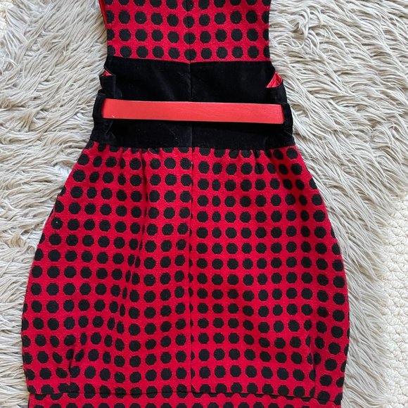 Girls Red and Black Polkadot Dress - Picture 4 of 6